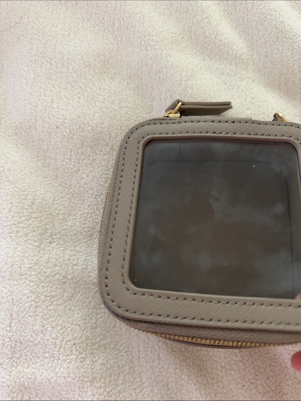 Truffle Small Zippered Travel Case with Clear Top - Taupe - Picture 3 of 3